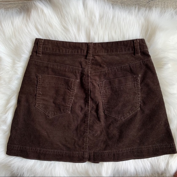 Brown Corduroy Mini Button Skirt - Picture 3 of 8